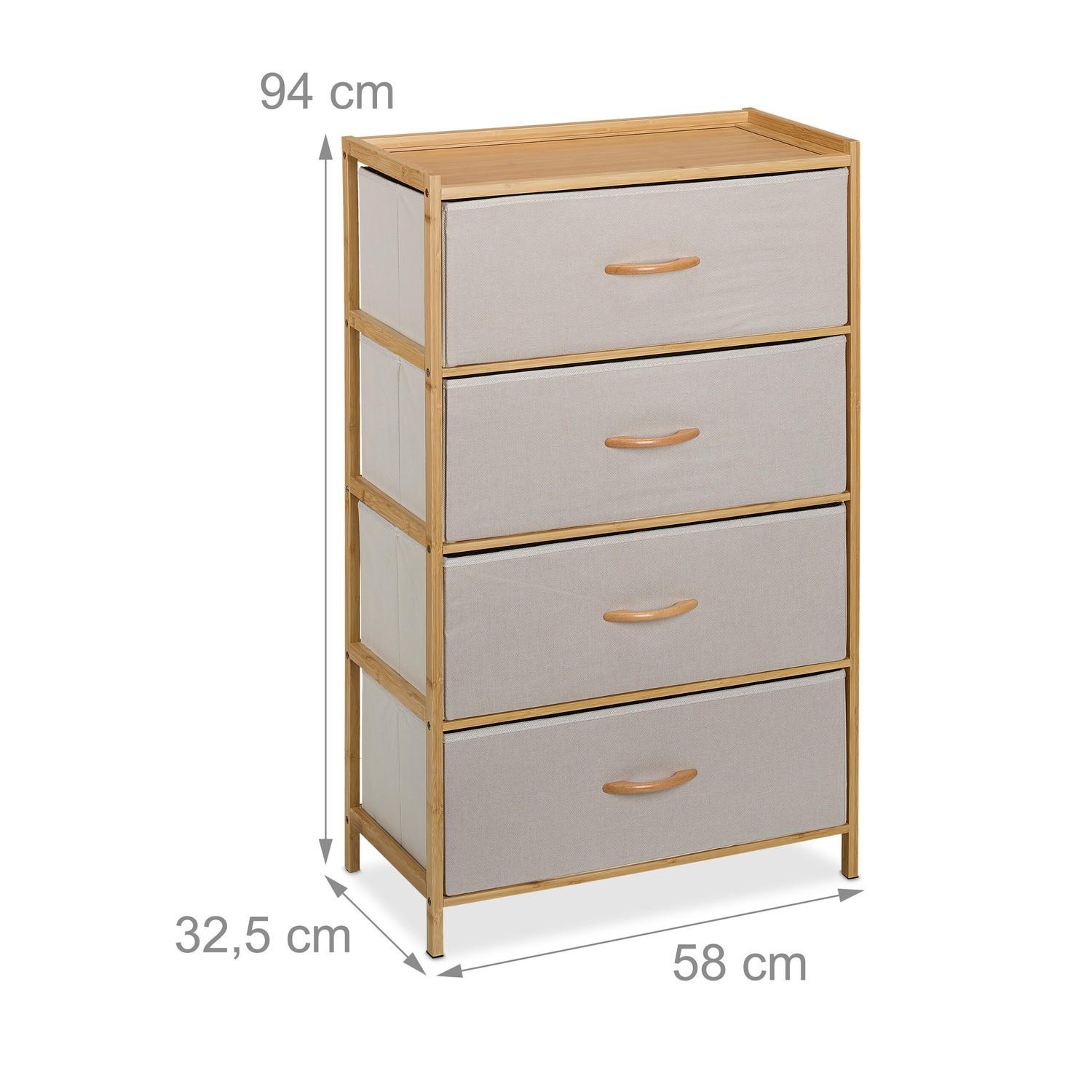 Northix Schubladenelement aus Bambus, 4 Schubladen  