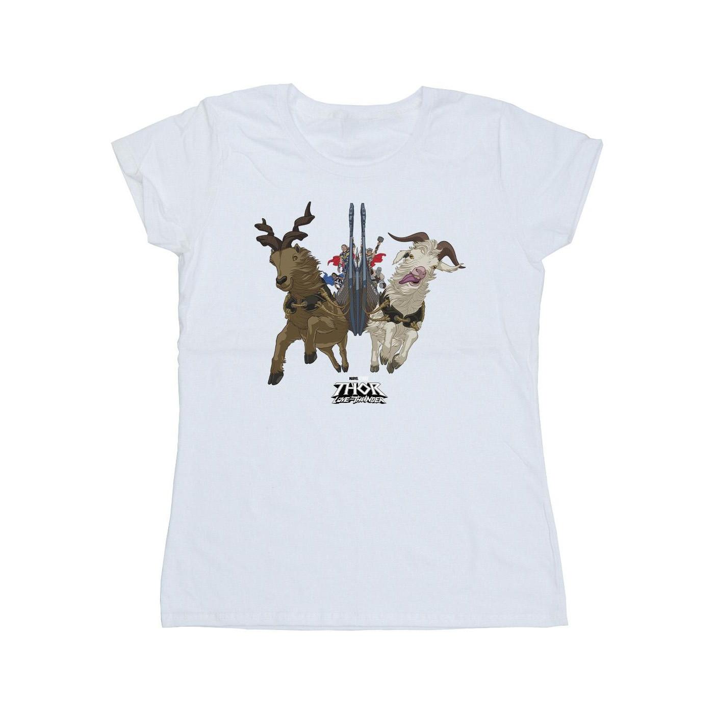 Image of Thor Love And Thunder Viking Ship Tshirt Damen Weiss M