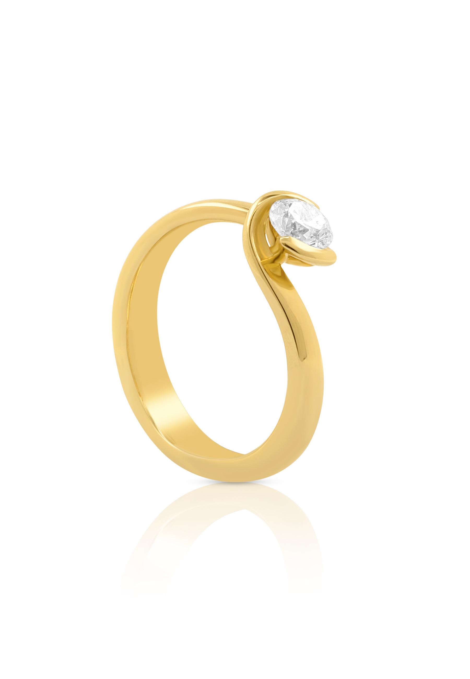 Image of Solitaire Ring Diamant 0.50ct. Gelbgold 750 Damen Gelbgold 52