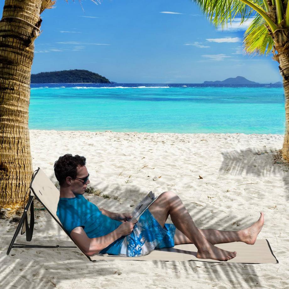 Northio 2Er-Set Strandmatte Faltbar Strandliege Verstellbar Sonnenliege Tragetasche Magazin Tasche Stahl Oxford  