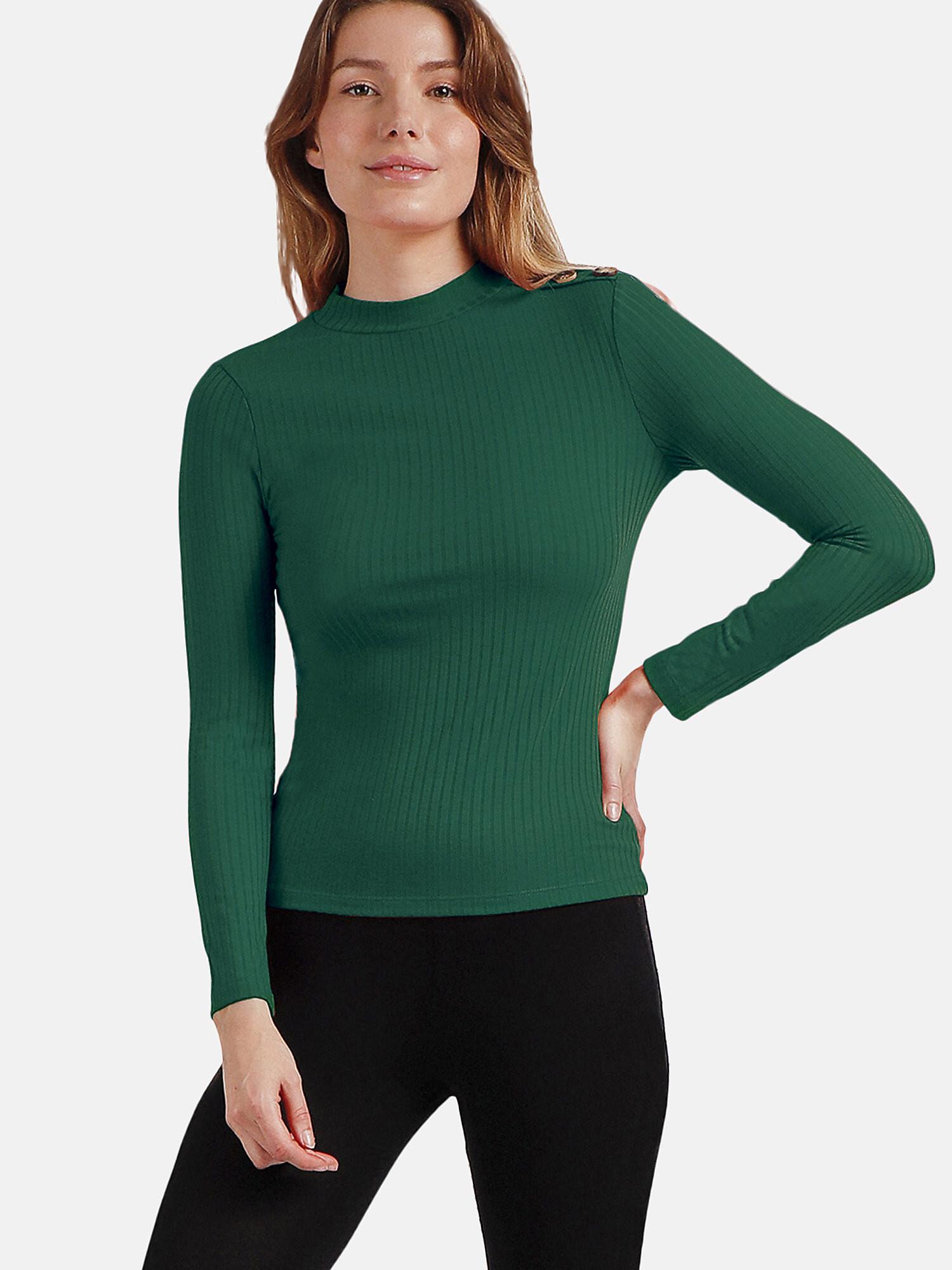 Image of Top Mit Langen Ärmeln Und Stehkragen Perkins Damen Grün L