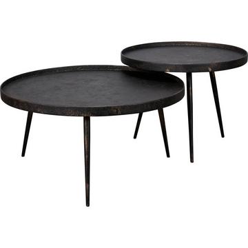 Tavolino rotondo grigio metallizzato (set di 2)