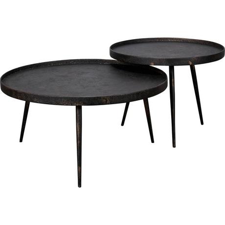 mutoni Table basse ronde gris métallisé (set de 2)  