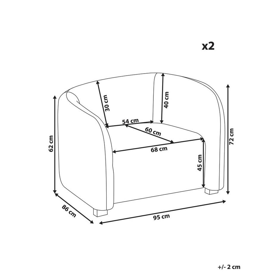 Beliani Sessel 2er Set aus Samtstoff Modern VELTADA  