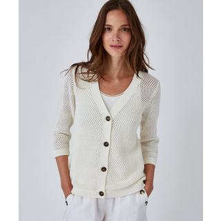 Damart  Gilet ajouré motifs chevrons, en pur coton biologique, col V, manches 3/4. 