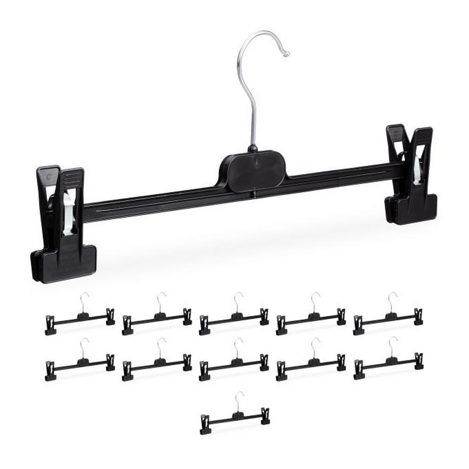 set di 12 grucce per pantaloni in plastica