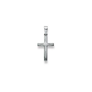 Pendentif croix en or blanc 750, 26x12mm