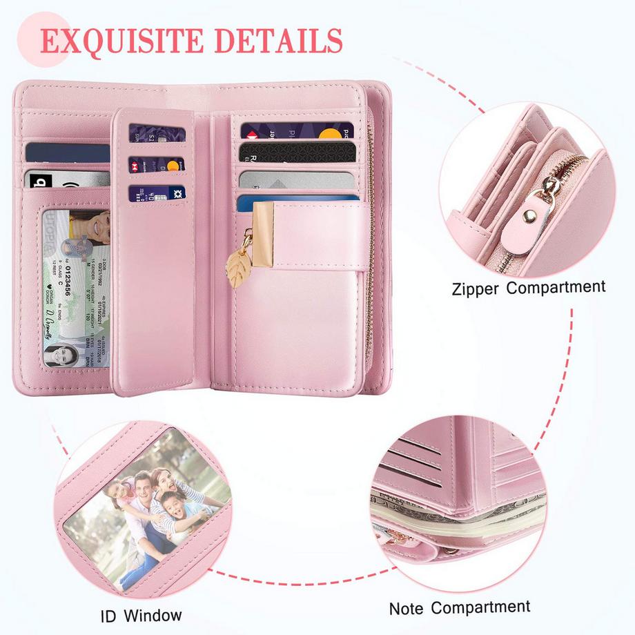 Only-bags.store Portafoglio in pelle con protezione RFID 18 scomparti per carte  