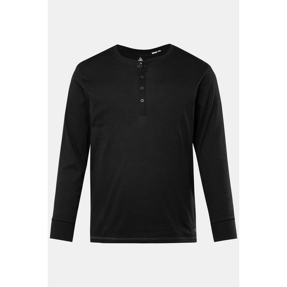 JP1880 Henley Manches Longues Rayé avec Patte de Boutonnage  