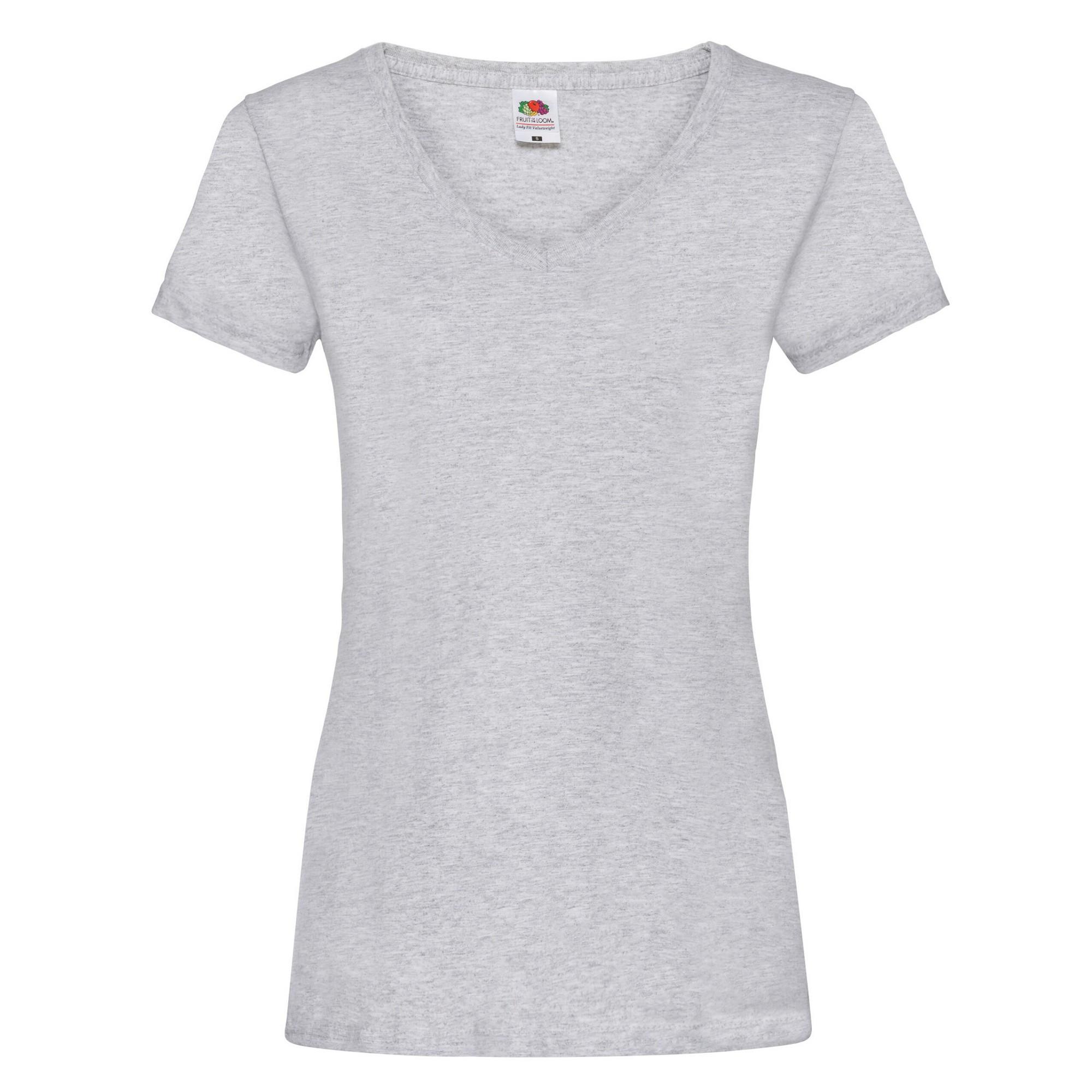 Image of Valueweight Tshirt Tiefer Vausschnitt Damen Grau XL