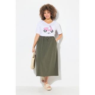 Ulla Popken Gonna Midi di Felpa Vita Arricciata Linea ad A Tasche  