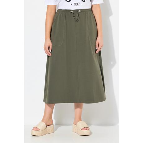 Ulla Popken Gonna Midi di Felpa Vita Arricciata Linea ad A Tasche  