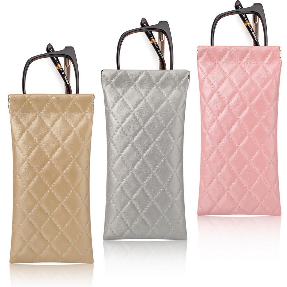 Only-bags.store  Etui à lunettes en cuir souple, étui à lunettes de soleil portatif à pince 