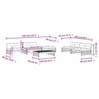 VidaXL set divani da giardino Legno di douglas  