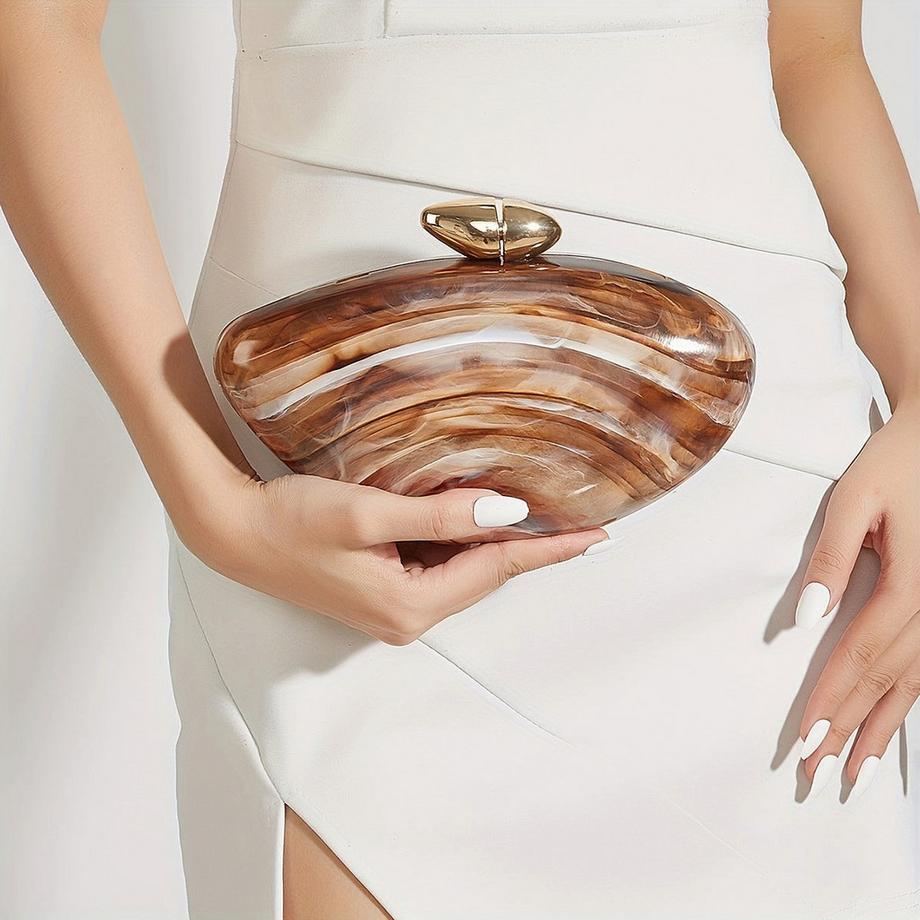 Only-bags.store Elegante Marmortasche mit Magnetverschluss und abnehmbarer Kette  