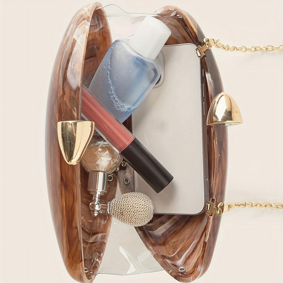 Only-bags.store Elegante Marmortasche mit Magnetverschluss und abnehmbarer Kette  