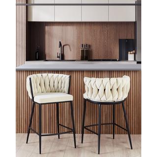 Beliani Lot de 2 chaises de bar en Velours Glamour MILAN  