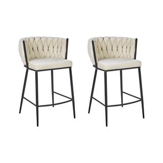 Beliani Lot de 2 chaises de bar en Velours Glamour MILAN  