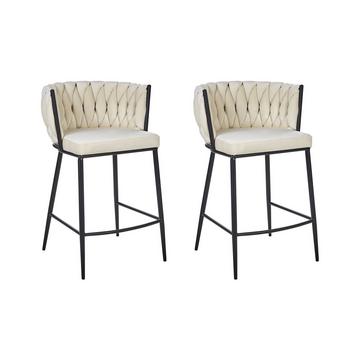 Lot de 2 chaises de bar en Velours Glamour MILAN