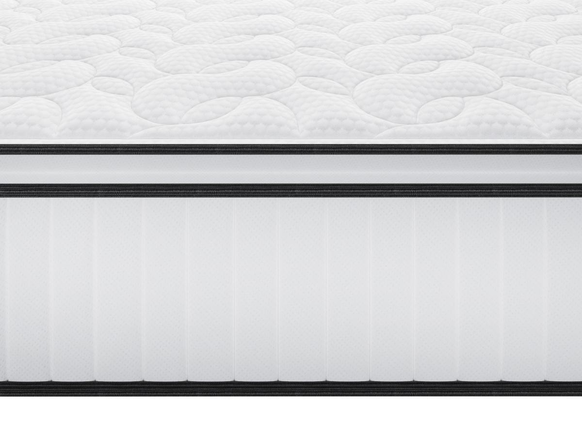 Vente-unique Ensemble 180 x 200 cm sommier coffre naturel clair + matelas anti-feu ressorts ensachés et surmatelas intégré ép.28cm - DELICE de DREAMEA HOTEL  