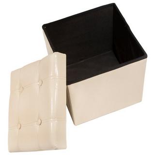 Tectake Cassapanca cubica pouf pieghevole con contenitore in pelle sintetica, 38 x 38 x 38 cm  