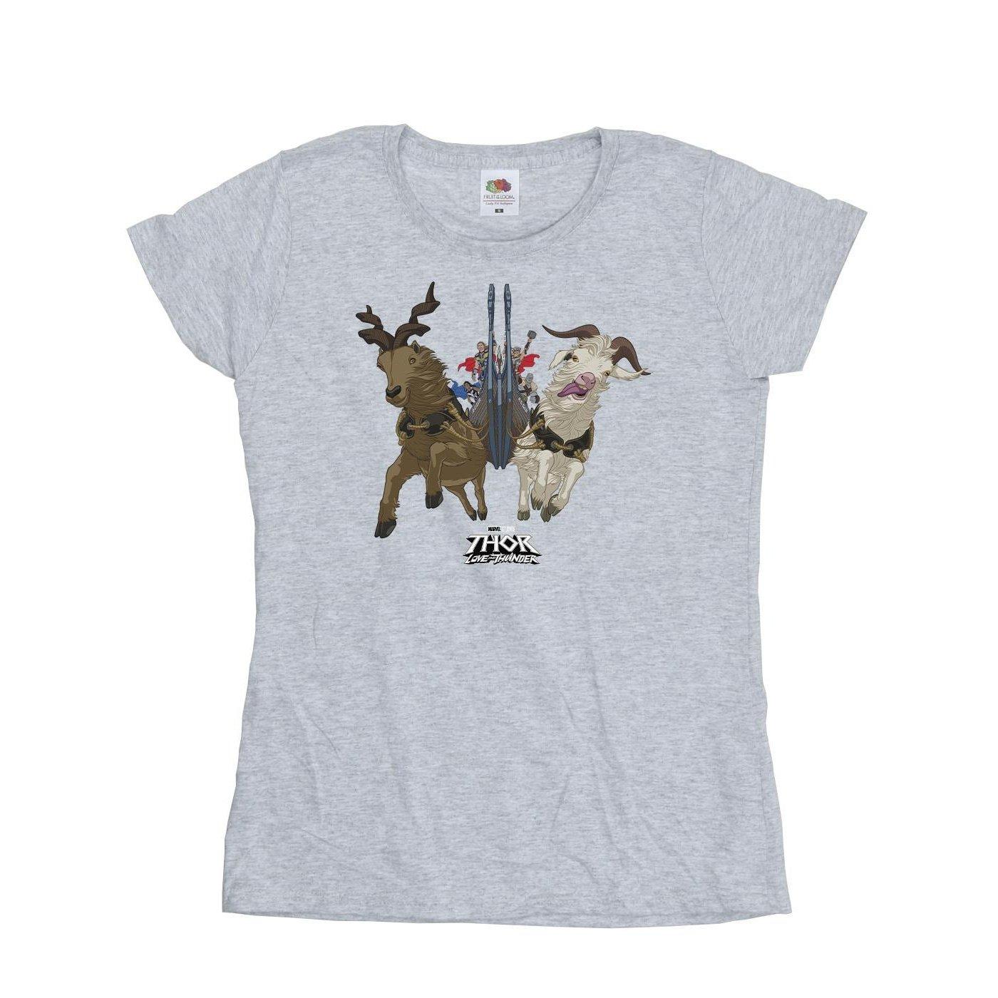 Image of Thor Love And Thunder Viking Ship Tshirt Damen Grau M