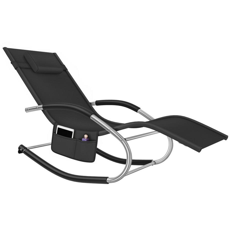 Tectake Gartenliege Taya ergonomisch, mit Komfort-Schwingbewegung geschwungene Armlehnen mit Schaumstoffpolsterung  