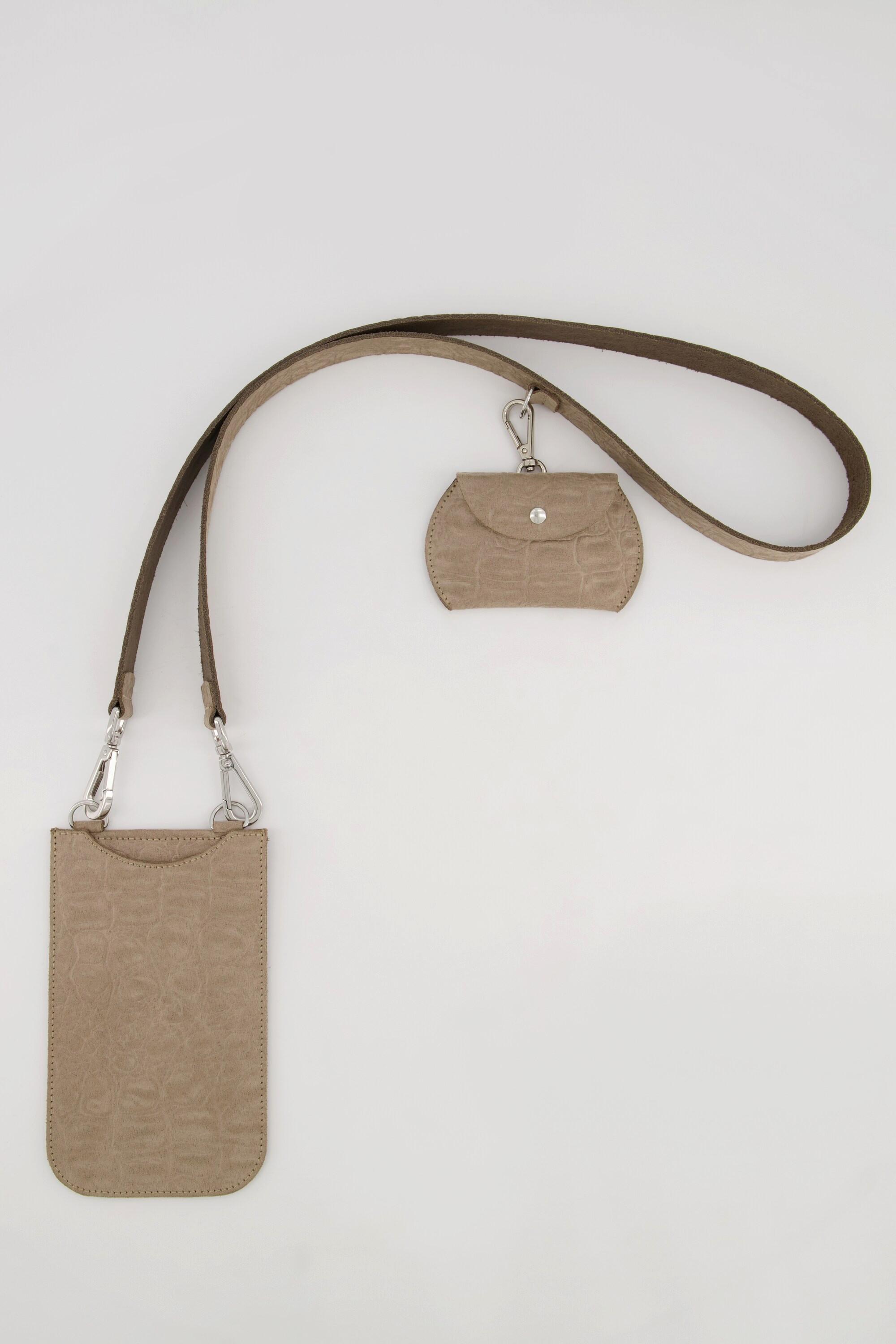 Ulla Popken Ledertasche Krokoprägung abnehmbare Minitaschen  