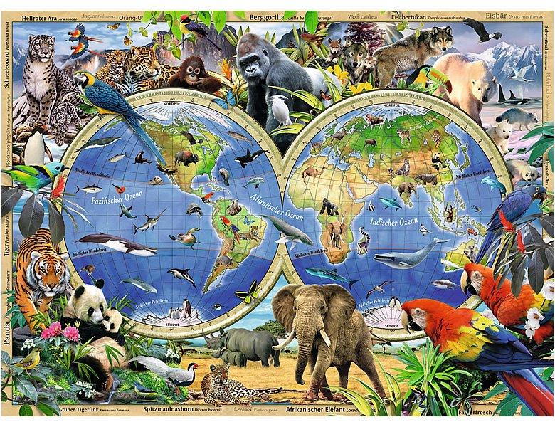 Ravensburger  Puzzle Tierisch um die Welt (100XXL) 