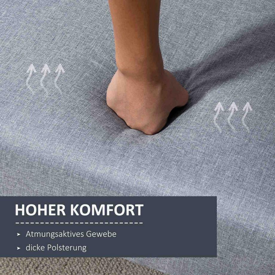 Northio Schlafsofa, 2-Sitzer Sofa mit Schlaffunktion, Verstellbare Rückenlehne, Dick Gepolsterte Couch, Armlehne, Schlafcouch mit Holzbeine für Wohnzimmer, Gästezimmer, 173 x 75 x 73 cm, Grau  