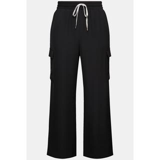 Ulla Popken  Pantalon cargo jambe droite, poches cargo et taille élastique 