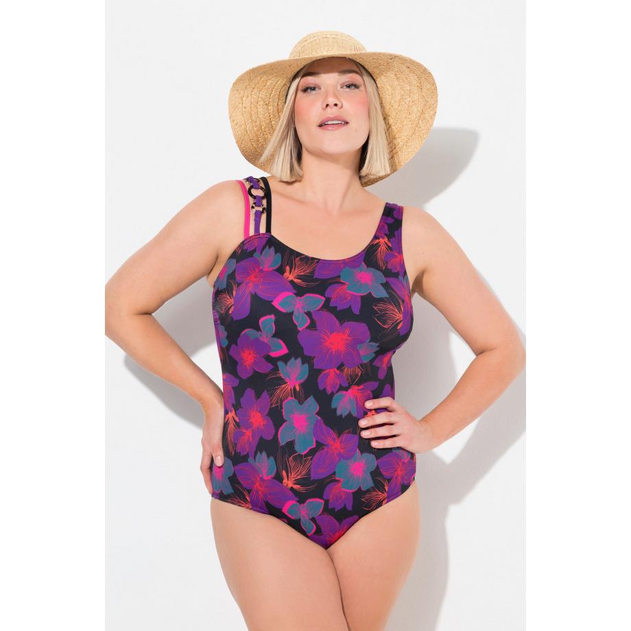 Ulla Popken Badeanzug Blüten Softcups Zierring Recycelt  