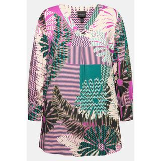 Ulla Popken  Blusenshirt, Blüten, A-Linie, V-Ausschnitt, Langarm 