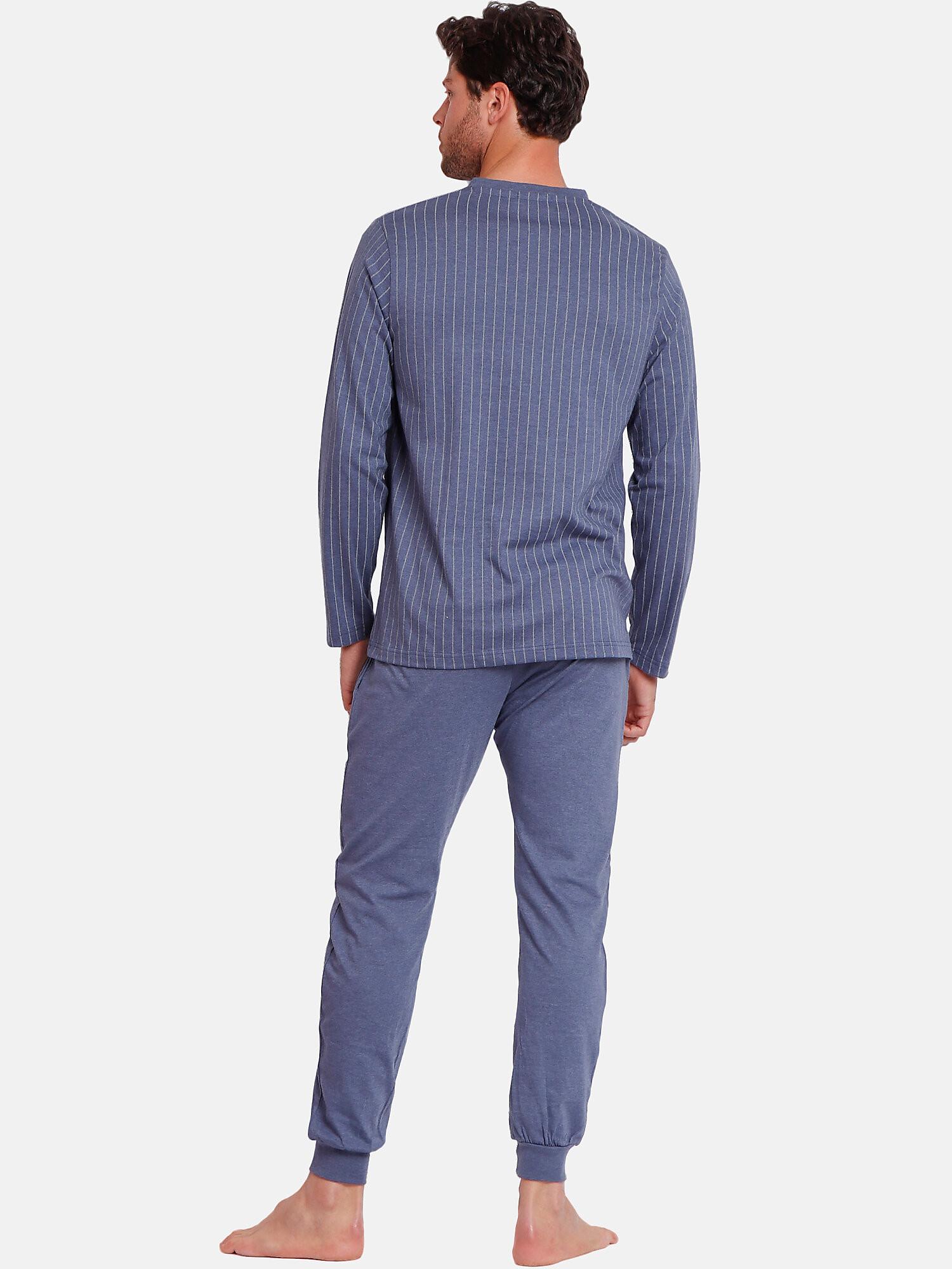 Admas  Pyjama tenue pantalon polo manches longues Blue Premium 