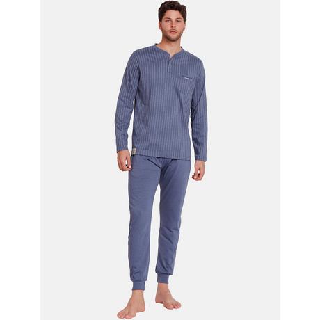 Admas  Pyjama tenue pantalon polo manches longues Blue Premium 