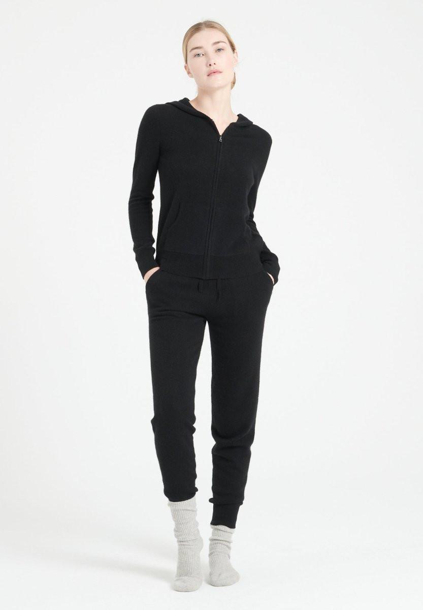 Image of Lilly 8 Kapuzen-sweatshirt Mit Reißverschluss - 100% Kaschmir Unisex Schwarz S