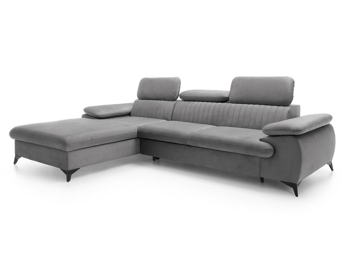 PASCAL MORABITO Ecksofa mit Schlaffunktion - Ecke links - Samt - Hellgrau - SAMARA von PASCAL MORABITO  