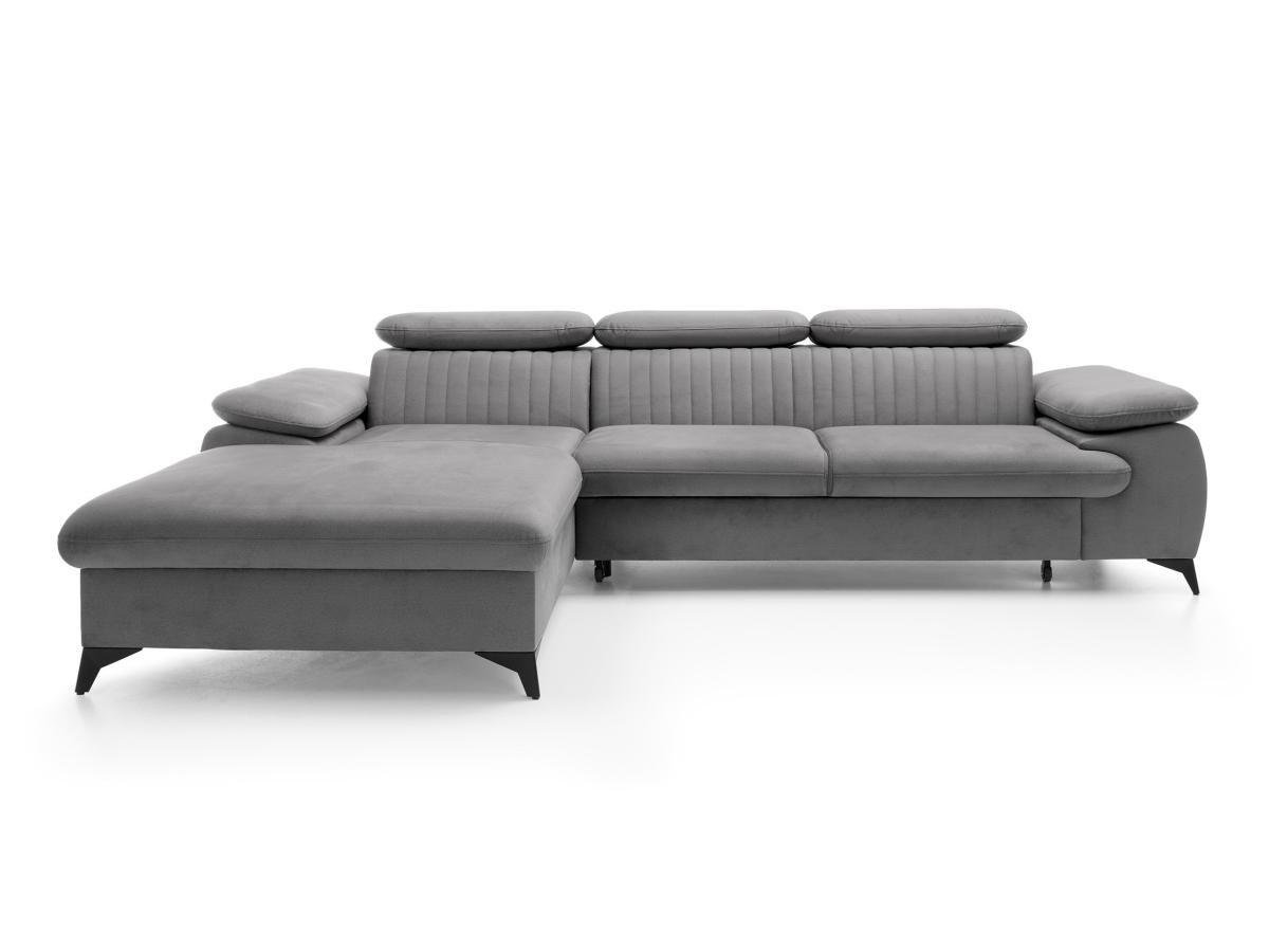 PASCAL MORABITO Ecksofa mit Schlaffunktion - Ecke links - Samt - Hellgrau - SAMARA von PASCAL MORABITO  
