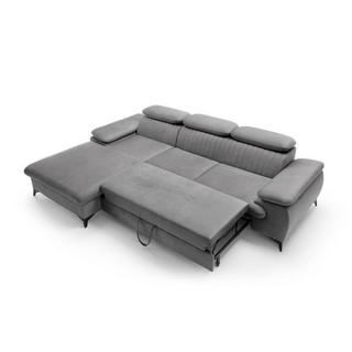 PASCAL MORABITO Ecksofa mit Schlaffunktion - Ecke links - Samt - Hellgrau - SAMARA von PASCAL MORABITO  