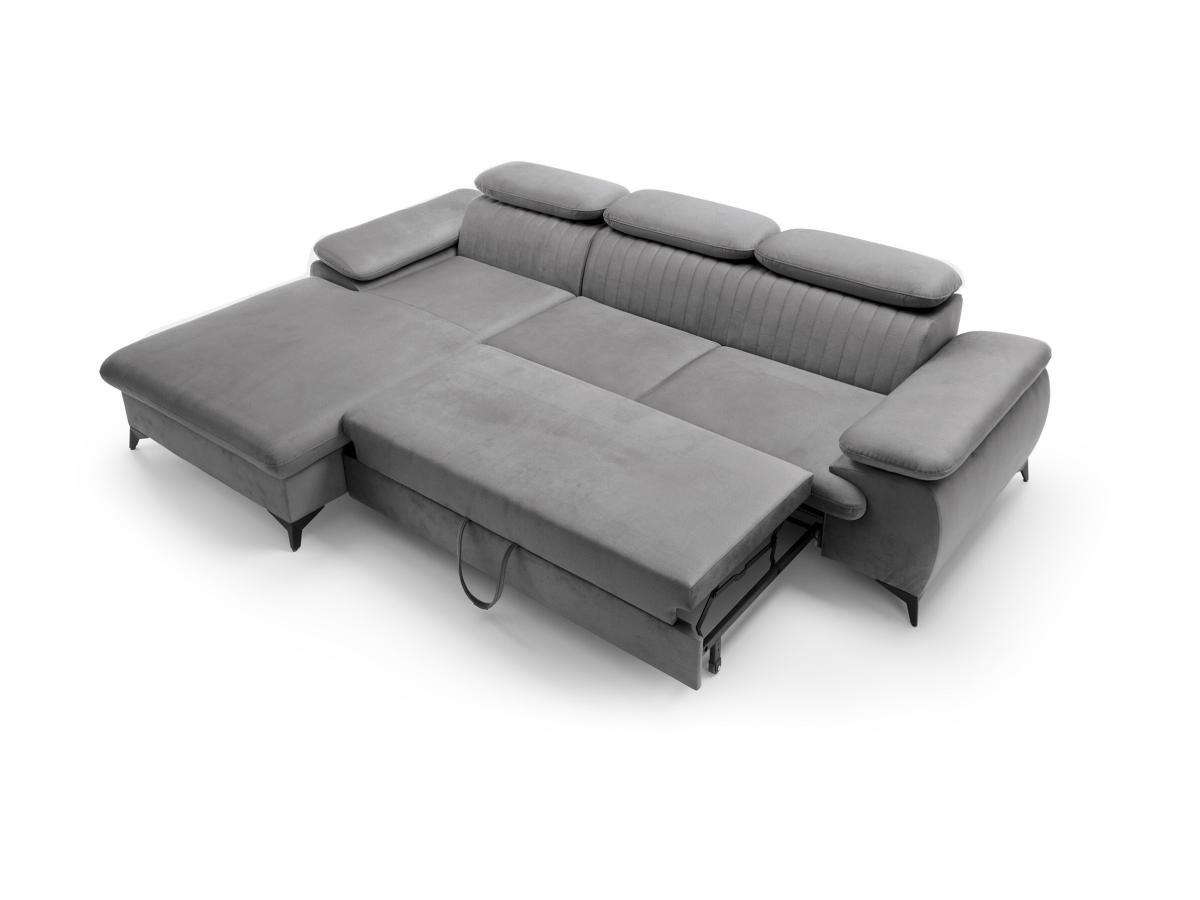 PASCAL MORABITO Ecksofa mit Schlaffunktion - Ecke links - Samt - Hellgrau - SAMARA von PASCAL MORABITO  