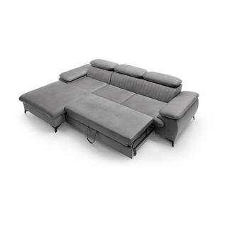 PASCAL MORABITO Ecksofa mit Schlaffunktion - Ecke links - Samt - Hellgrau - SAMARA von PASCAL MORABITO  