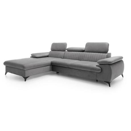 PASCAL MORABITO Ecksofa mit Schlaffunktion - Ecke links - Samt - Hellgrau - SAMARA von PASCAL MORABITO  