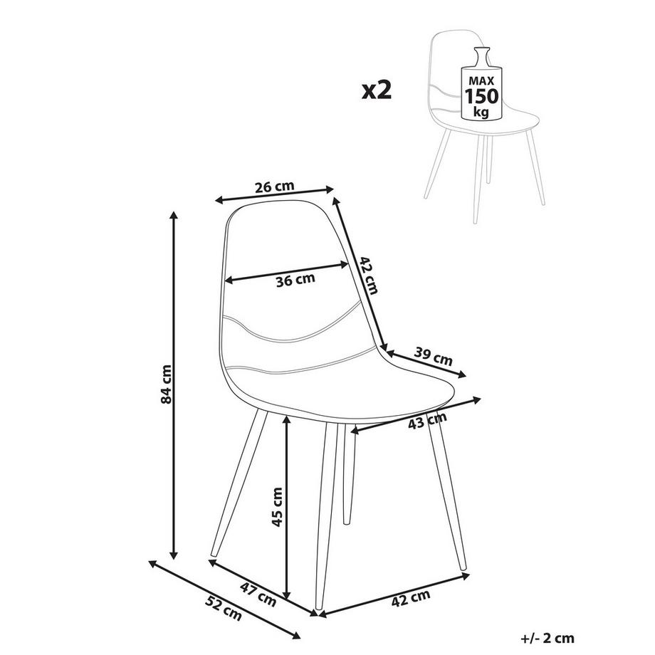 Beliani Set di 2 sedie da pranzo en Velluto a coste Scandinavo HILDEN  