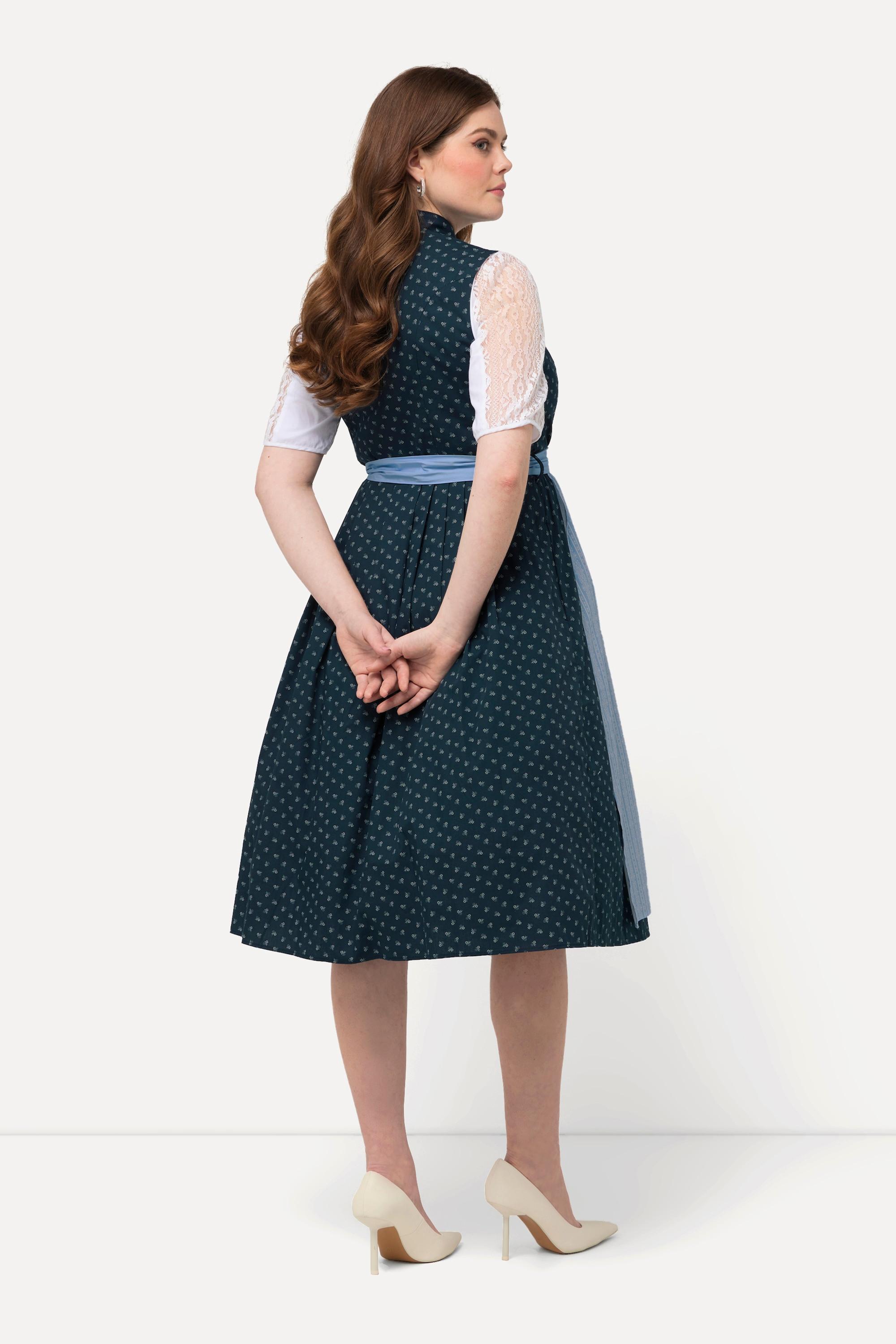 Ulla Popken Dirndl Boutons Décoratifs Col Montant Sans Manches  