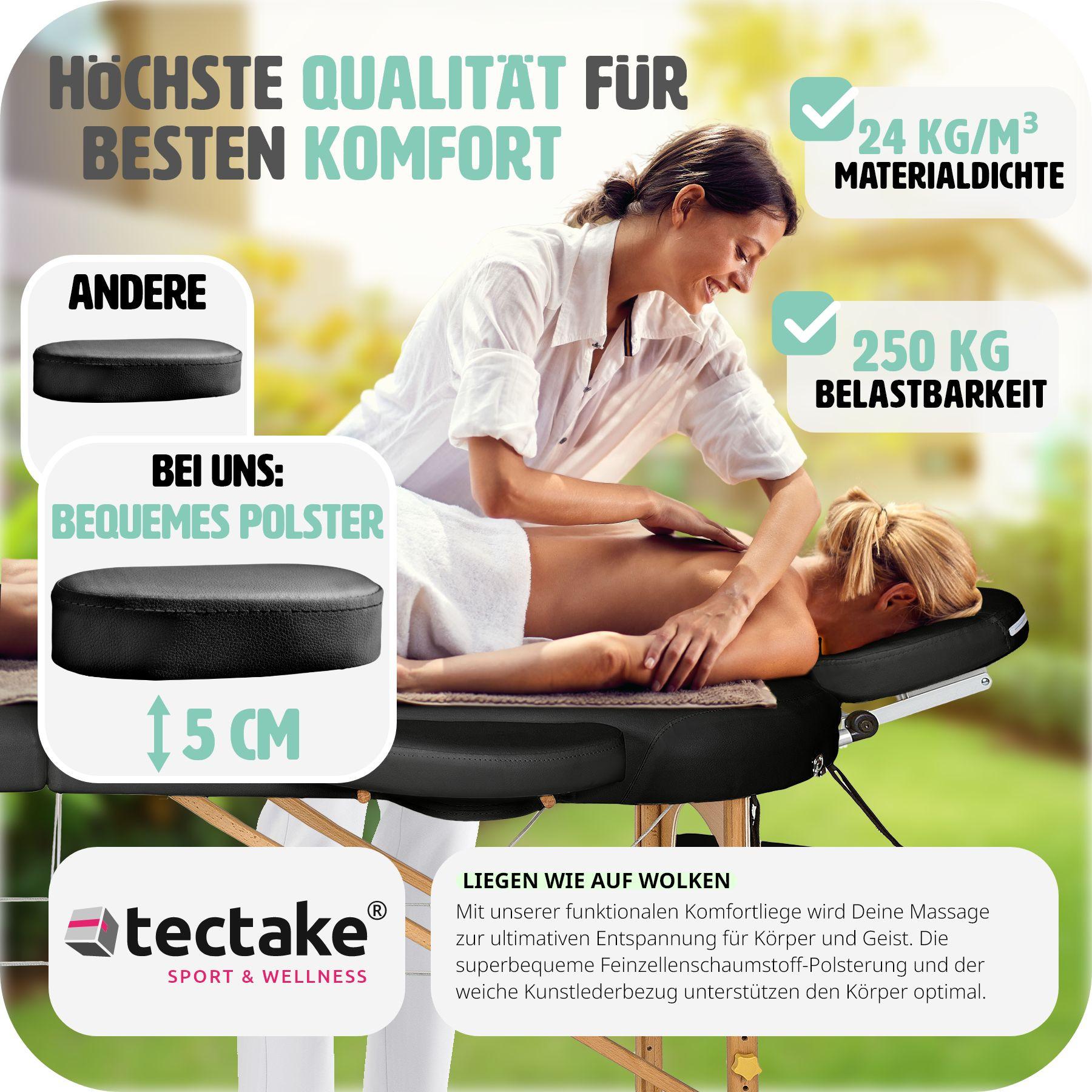 Tectake Table de massage Sawsan 3 zones avec rembourrage de 5cm et châssis en bois  