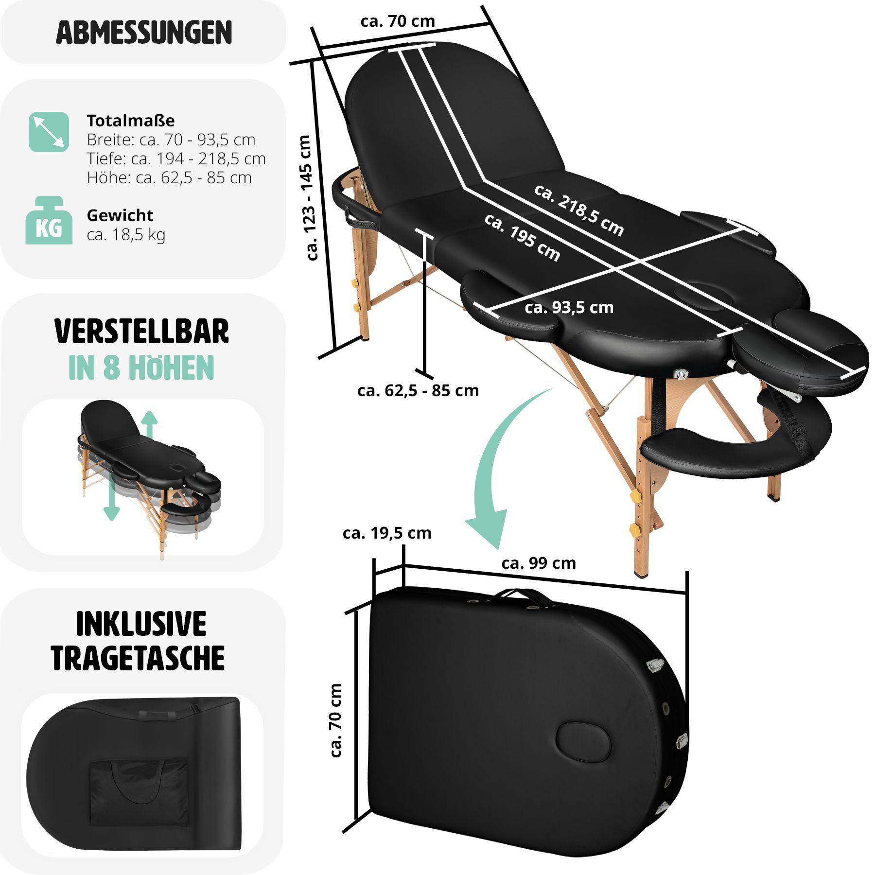 Tectake Table de massage Sawsan 3 zones avec rembourrage de 5cm et châssis en bois  