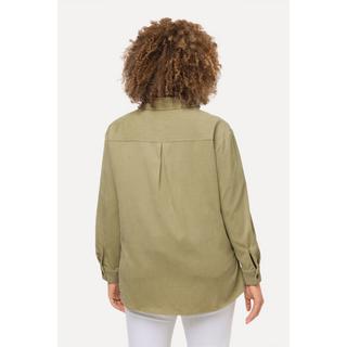 Ulla Popken  Blusa dal taglio oversize in velluto a coste con collo da camicia e maniche lunghe 