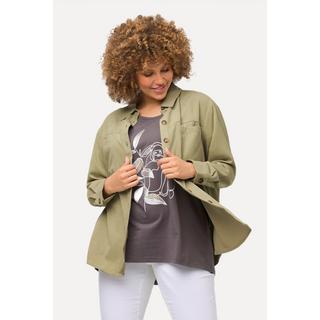 Ulla Popken  Blusa dal taglio oversize in velluto a coste con collo da camicia e maniche lunghe 