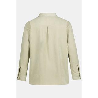 Ulla Popken  Blusa dal taglio oversize in velluto a coste con collo da camicia e maniche lunghe 