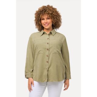 Ulla Popken  Blusa dal taglio oversize in velluto a coste con collo da camicia e maniche lunghe 